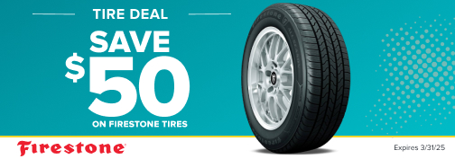 Firestone 4 Tire $50 PrePaid Visa Card Mail in Rebate 01/01/2025 through 03/31/2025